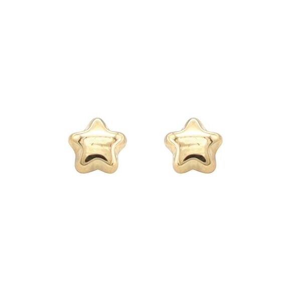 Star Stud Earrings 18K Solid Yellow Gold
